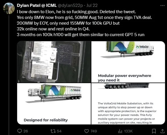 马斯克的“世界最强大 AI 数据中心”目前由 14 台移动发电机供电,引环保担忧